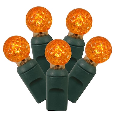 Vickerman LED Green Wire G12 End Connecting 4 in. Spacing 34 ft. Long Light Set with Orange Lights X4G9108